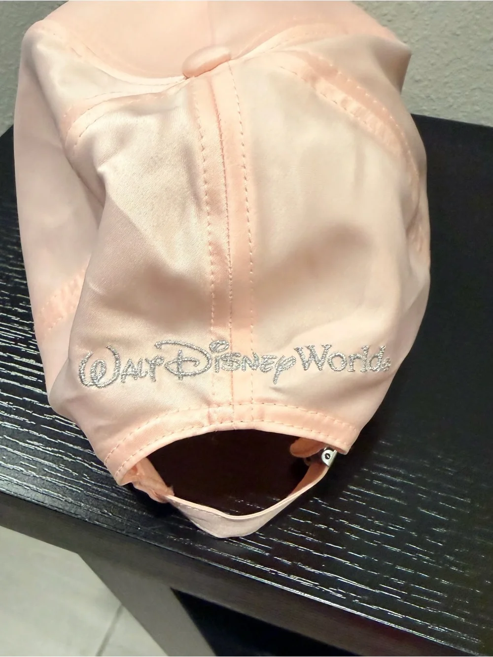 Disney Castle Pale Pink Satin Cap with Silver Accents